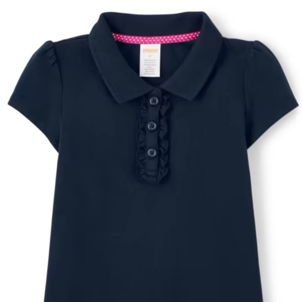 Gymboree Girls 3T Navy Blue Short Sleeve Ruffle Polo Top NWT Classic Preppy